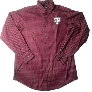 Kenneth Cole Reaction 16/16.5-36/37 Men’s Texas A&M Logo Grid Button Up Maroon
